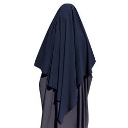 IDOPIP Khimar Kopftuch Damen Hijab Muslim Chiffon Dreieck Lang Burka Arabien Islamische Dubai Middle East Turban Schals NiqabKörperabdeckung Dunkelblau von IDOPIP