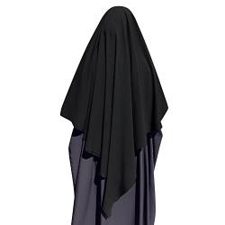 IDOPIP Khimar Kopftuch Damen Hijab Muslim Chiffon Dreieck Lang Burka Arabien Islamische Dubai Middle East Turban Schals NiqabKörperabdeckung Schwarz von IDOPIP