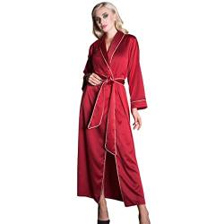 IDentity LNGR Langer Satin-Bademantel für Damen, Seiden-Kimono-Bademäntel für Damen, Übergröße, Satin-Bademantel, burgunderfarben, M/L von IDentity LNGR