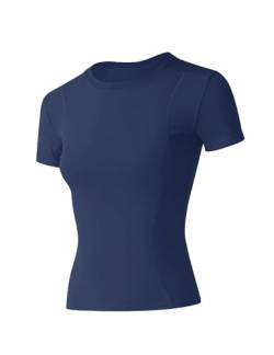 IECCP Sport T-Shirt Damen,Kurzarmshirt WorkoutTops,Rundhalsausschnitt Atmungsaktiv Athletisch Sportshirt Laufen Gym Yoga Top Fitness Oberteil XS von IECCP