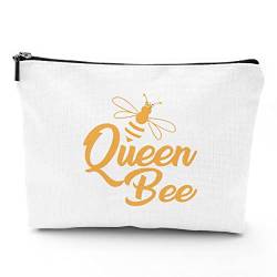 IENDY Bienenkönigin, Geschenke für Frauen, Hummel-Make-up-Tasche, Honigbienenen-Liebhaber, Geschenke, schöne Honigbienenkrone, Kosmetiktasche für Imker, glücklicher Gärtner, Weiß 02, Einheitsgröße von IENDY
