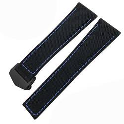 IENYU Uhrenarmband, 20 mm, 22 mm, Segeltuch, Nylon, Leder, Faltschnalle, schwarz, für Tag Heuer Carrera Aquaracer-Serie, Ersatzarmband, 22 mm, Achat von IENYU