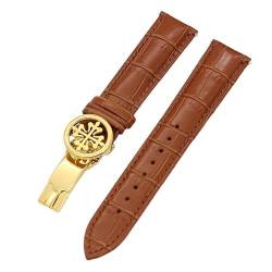 IENYU Uhrenarmband aus echtem Leder, 19 mm, 20 mm, 22 mm, Uhrenarmband für Patek Philippe Wath Armbänder mit Edelstahl-Faltschließe, für Herren und Damen, 22 mm, Achat von IENYU