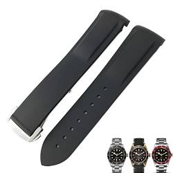 IENYU Uhrenarmband für Tudor Black Bay für Herren, 20 mm, 22 mm, Gummi, Faltschnalle, Schwarz / Blau / Rot, 22 mm, Achat von IENYU