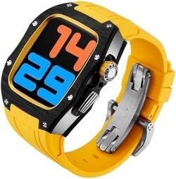 IENYU Uhrengehäuse aus Titan und Karbonfaser, 45 mm, 44 mm, für Apple Watch Serie 8/7/6/5/4/SE, Sportarmband im Rm-Stil, Edelstahlverschluss, Mod Kit-Zubehör, 45 mm, Achat von IENYU