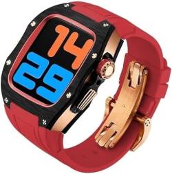 IENYU Uhrengehäuse aus Titan und Karbonfaser, 45 mm, 44 mm, für Apple Watch Serie 8/7/6/5/4/SE, Sportarmband im Rm-Stil, Edelstahlverschluss, Mod Kit-Zubehör, 45 mm, Achat von IENYU