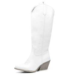 IF Fashion Cowboy Western Damenschuhe Stiefel Spitze Camperos Texani Nieten ML61, 80 4 Weiß glattes Kunstleder, 39 EU von IF
