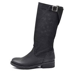 IF Fashion Damen-Stiefel Biker-Stiefel mit Schnalle LY71-5, Schwarz - 70 4 Schwarz - Größe: 39 EU von IF