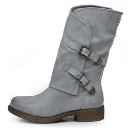 IF Fashion Damenschuhe Stiefel Biker Schnallen Amphibien 337, If 620 blaue Jeans hell grau, 38 EU von IF