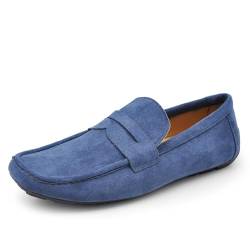 IF Fashion Schuhe Mokassins Slip On Loafers Weich Herren Synthetisches Wildleder 2Y219, 219 Jeansblau, 44 EU von IF