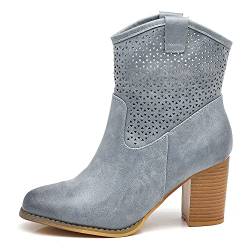 IF Fashion Schuhe Stiefel Knöchelstiefel Camperos Texani Absatz Damen 633, G633 Jeansblau, 39 EU von IF