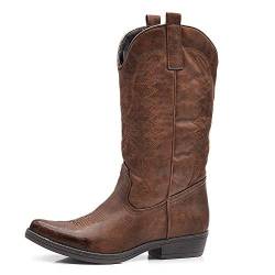 IF Fashion Stiefel Stiefel Texani Cowboy Western Damen Schuhe Zehe Camperos Ethnische C19004-4, 04 4 Braun, 36 EU von IF