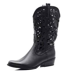 IF Fashion Stiefel Stiefel Texani Cowboy Western Schuhe Damen Spitze Camperos Ethnici 629, 629 Schwarz, 40 EU von IF
