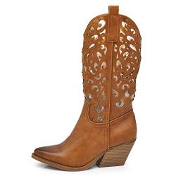 IF Fashion Stiefel Stiefel Texani Cowboy Western Schuhe Damen Spitze Camperos Ethnici 629, 80 3 Leder, 37 EU von IF