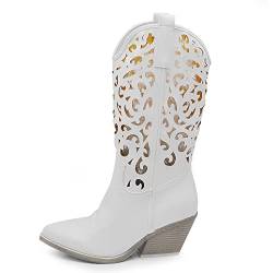 IF Fashion Stiefel Stiefel Texani Cowboy Western Schuhe Damen Spitze Camperos Ethnici 629, 80 3 weiß, 37 EU von IF