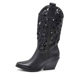 IF Fashion Stiefel Stiefel Texani Cowboy Western Schuhe Damen Zehe Camperos Ethnische 629, 80 3 Schwarz, 39 EU von IF