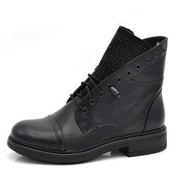 IF Fashion Stiefeletten Winterstiefel Damenschuhe Schnürsenkel Amphibien Strass IF163, If 163 Schwarz, 36 EU von IF