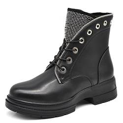 IF Fashion Stiefeletten Winterstiefel Damenschuhe Schnürsenkel Strass IF163, 6633 Schwarz, 39 EU von IF