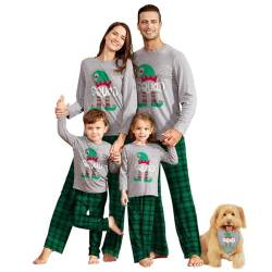 IFFEI Familien-Weihnachtspyjama, passende Sets, Pyjama-Nachtwäsche, bedrucktes Oberteil und Karierte Hose mit Taschen 6-7 Years von IFFEI