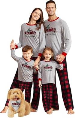 IFFEI Familien-Weihnachtspyjama, passende Sets, Pyjama-Nachtwäsche, bedrucktes Oberteil und Karierte Hose mit Taschen Men XL von IFFEI