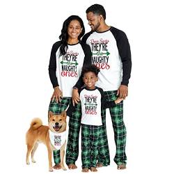 IFFEI Passende Familien Pyjama-Sets Weihnachts-PJ's Briefdruck-Oberteil und Karierte Hosen, Schlafanzüge Men Large von IFFEI