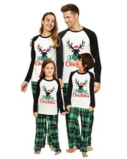 IFFEI Passende Familien Pyjama-Sets Weihnachts-PJ's Elch und Karierte Hosen, Schlafanzüge Men Large von IFFEI