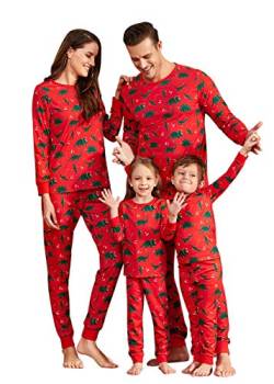 IFFEI Passende Familien Pyjama-Sets Weihnachts-PJ's Roter Dinosaurier und Karierte Hosen, Schlafanzüge Men M von IFFEI