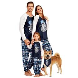 IFFEI Weihnachtspyjamas für die Familie, passende Pyjama-Sets mit Hirsch-Langarm-T-Shirt und Karierten Hosen, Loungewear mit Tasche 6-7 Years von IFFEI