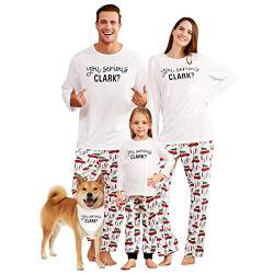 IFFEI Weihnachtspyjamas für die Familie, passende Pyjama-Sets mit Hirsch-Langarm-T-Shirt und Karierten Hosen, Loungewear mit Tasche Women L von IFFEI