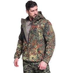 IFIKK Herren Softshelljacke Wasserdicht Winddicht Militär Camouflage Jacke Mit Kapuze Warme Outdoorjacke Herren Outdoorjacke mit Multi Reißverschlusstaschen Fleecejacke (Stil#16, S) von IFIKK