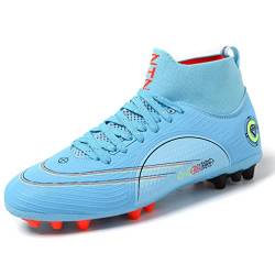 IFIKK Unisex Fußballschuhe Herren Microfaser Cleats Athletics Trainingsschuhe Professionelle Kind Outdoor Football Schuhe (blau 1,36) von IFIKK