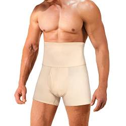 IFKODEI Herren Bauchkontrolle Shapewear Shorts Hohe Taille Schlankheits Body Shaper Girdle Kompression Unterwäsche Boxer Brief, beige, Medium von IFKODEI