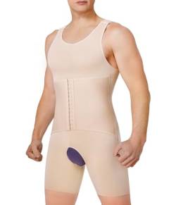 IFKODEI Herren Body Shaper Compression Bodysuit Shapewear Bauchkontrolle Unterwäsche Slim Waist Bauchshirt Fajas Para Hombres, Beige, Medium-Large von IFKODEI