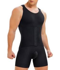 IFKODEI Herren Body Shaper Unterwäsche Kompression Bodysuit Shapewear Bauchkontrolle Slim Taille Bauch Shirt Fajas Para Hombres, Schwarz, Medium / Large von IFKODEI