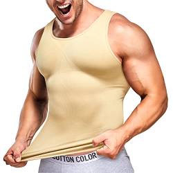 IFKODEI Herren-Kompressions-Shirt, figurformend, Bauchweg-Unterhemd, beige, 3XL/4XL von IFKODEI