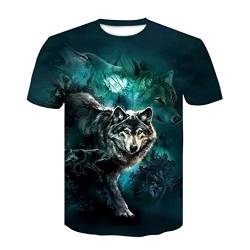 IFOUNDYOU T-Shirt Herren Sommer Mode 3D Druck Tiger Wolf Hund Tiermuster Coole Kurzarm Lässig Rundhals Basic Top Günstig Kurze Ärmel Große Größen Geeignet Für Den Urlaub Party von IFOUNDYOU