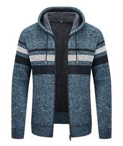 IGEEKWELL Gefüttert Sweatjacke Herren Hoodie Cardigan Winter Herren Zipper Sweatjacke Herren mit Kapuze Fleece Hoodie Herren Outdoor Herren Sweatjacke Sweatjacke Herren mit Kapuze(Marineblau-3XL) von IGEEKWELL