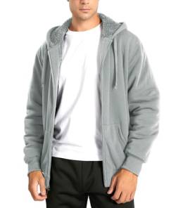 IGEEKWELL Gefütterte Fleecejacke Herren Fleecejacke Herren mit Kapuze Kapuzenpullover für Herren Fleece Hoodie Herren Outdoor Hooded Pullover Kapuzenpullover für Männer mit Taschen(Grau-M) von IGEEKWELL