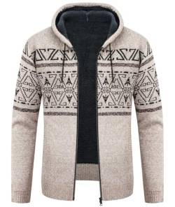 IGEEKWELL Herren Cardigan mit Reißverschluss Sweatshirt Herren Fleecejacke mit Kapuze Outdoor Hoodie Herren Winter Sweatjacke mit Kapuze Gefütterte Warm Kapuzenjacke für Männer(khaki-3XL) von IGEEKWELL