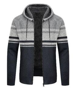 IGEEKWELL Sweatjacke Gefüttert Herren Kapuzenpullover für Herren mit Reißverschluss Fleece Hoodie Herren Hoody mit Kapuze Strickjacken für Herren Winter Sweatjacke Herren mit Kapuze(Dunkel Blau-XL) von IGEEKWELL