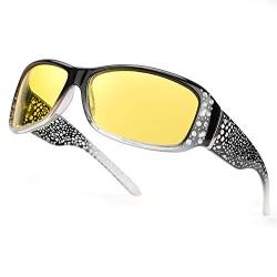 IGnaef Nachtsichtbrille Autofahren Sonnenbrille über Brille Damen Nachtsichtbrille Autofahren Polarisiert UVA UVB Schutz (Farbverlauf Schwarz Nachtsichtbrille) von IGnaef