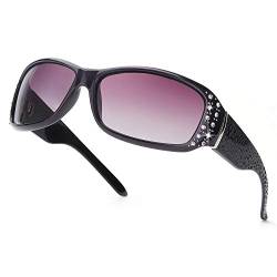IGnaef Strass polarisierte Sonnenbrille für Frauen, UV400 Schutz Fahren/Angeln/Einkaufen Frauen Sonnenbrille (Lila Rahmen/grau polarisierte Linse) von IGnaef