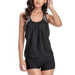 IHCEMIH Badeanzug Damen Tankini Push up Bauchweg High Waist Badeanzug Bademode Badeanzüge Schwimmanzug Zweiteiler Sport Strand Sommer Bikini Oberteile Badeshorts Set Badekleid für Frauen Schwarz L. von IHCEMIH