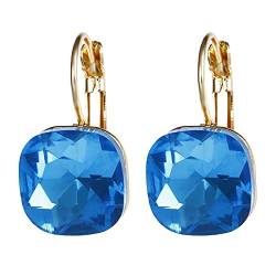 Blaue Zirkon Retro Creolen Kristall Ohrringe Huggie Ohrringe Persönlichkeit Ohrringe 14 Creolen, blau, Einheitsgröße, Huggie von IHEHUA