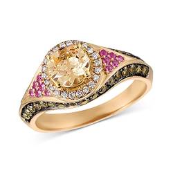 Verlobung Runde Schnitt Zirkone Frauen Eheringe Schmuck Ringe für Frau Voller Diamant Damen Ring Passende Ring Sets, gold, 36 von IHEHUA
