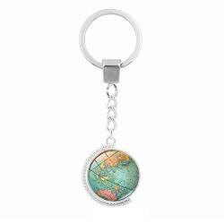 IKAAR Schlüsselanhänger Doppelseitig drehbarer Globus-Weltkarten-Schlüsselring Grün von IKAAR