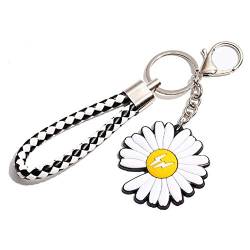 IKAAR Schlüsselanhänger Leder Schlüsselanhänger aus Kunst Leder, Blume Gänseblümchen Schlüsselanhänger für Damen und Mädchen von IKAAR