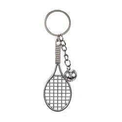IKAAR Tennis Schlüsselanhänger Metall Tennis Schläger Schlüsselring Geschenk für Frauen und Männer Silber von IKAAR