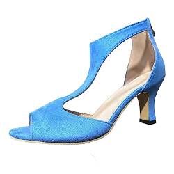 IKFIVQD Vivaia Schuhe Damen Europäische und amerikanische Retro-Außenhandels-Sandalen für Damen, große Größe, hohl, leicht, weiche Sohle, Freizeitschuhe (Blue, 42) von IKFIVQD