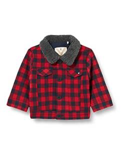 IKKS JUNIOR Jungen Veste en Maille Marine et à Gestrickte Jacke, Navy/Rouge Carreaux, 6 Mois von IKKS